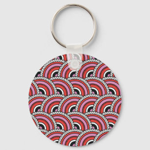 Retro Geometric Seamless Pattern Keychain