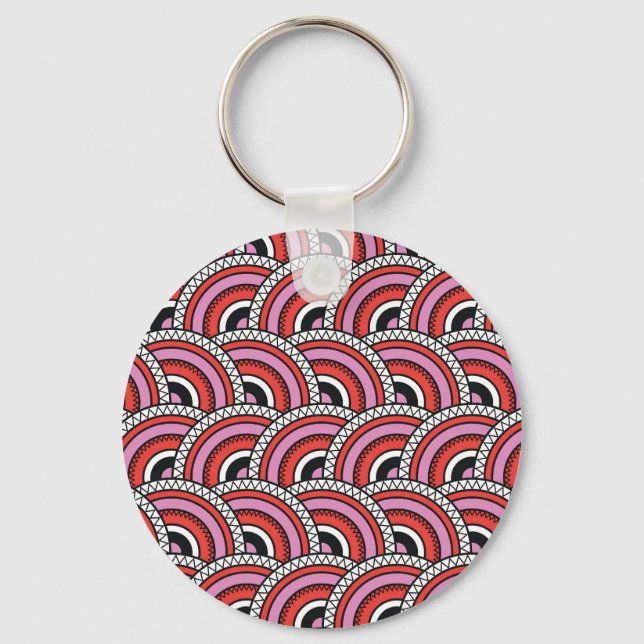 Retro Geometric Seamless Pattern Keychain (Front)