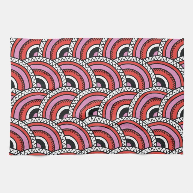Retro Geometric Seamless Pattern Kitchen Towel (Horizontal)