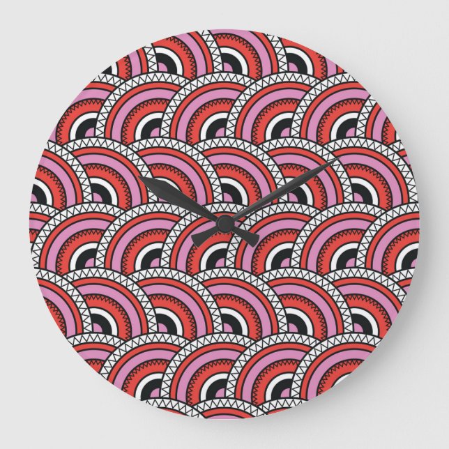 Retro Geometric Seamless Pattern Large Clock (Front)