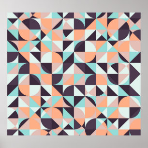 Retro geometric, seamless vintage background poster