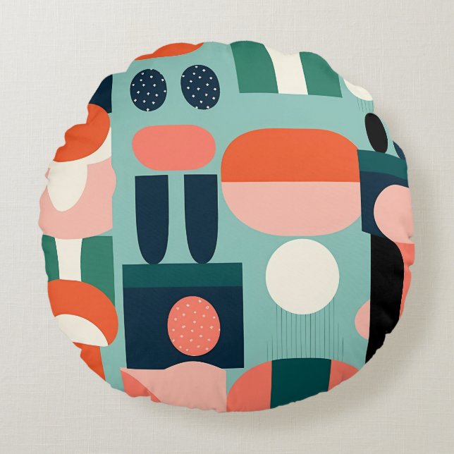 Retro Geometric Semicircle Pillow (Front)