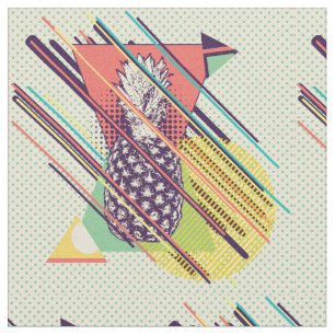 Retro geometric shapes and pineapple fabric