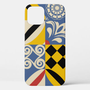 Retro geometric shapes: Azulejos tiles. iPhone 12 Case
