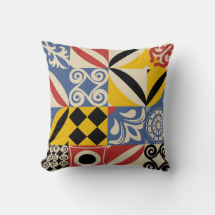 Retro geometric shapes: Azulejos tiles. Throw Pillow