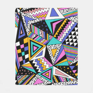 Retro Geometric Shapes: Colourful Vintage. Fleece Blanket
