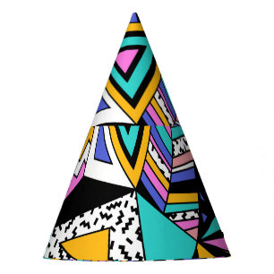 Retro Geometric Shapes: Colourful Vintage. Party Hat