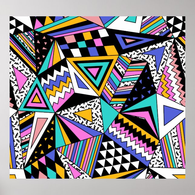 Retro Geometric Shapes: Colourful Vintage. Poster (Front)