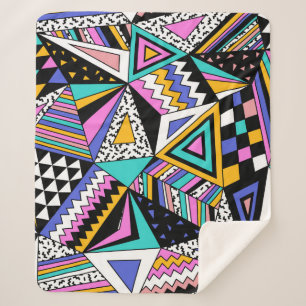 Retro Geometric Shapes: Colourful Vintage. Sherpa Blanket