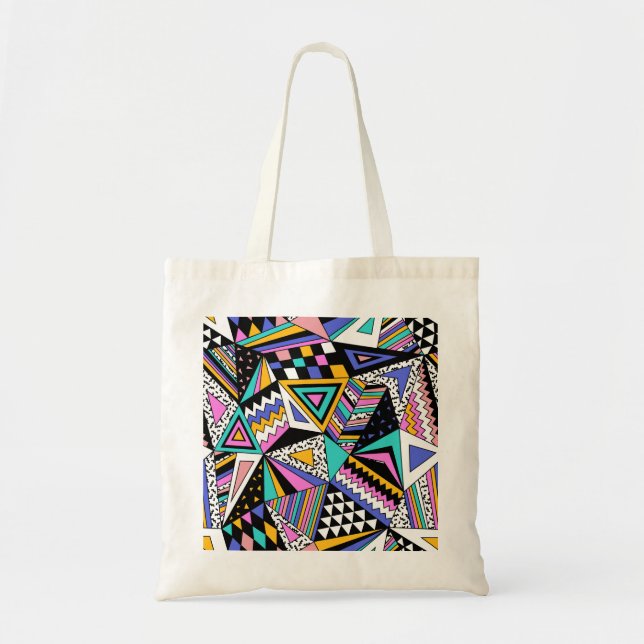 Retro Geometric Shapes: Colourful Vintage. Tote Bag (Front)
