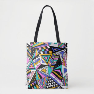 Retro Geometric Shapes: Colourful Vintage. Tote Bag