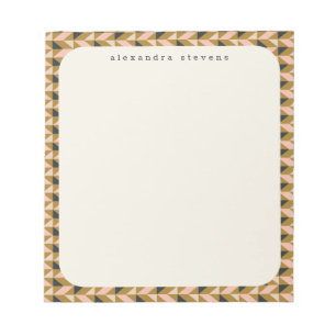 Retro Geometric Shapes Gold Black Personalized Notepad
