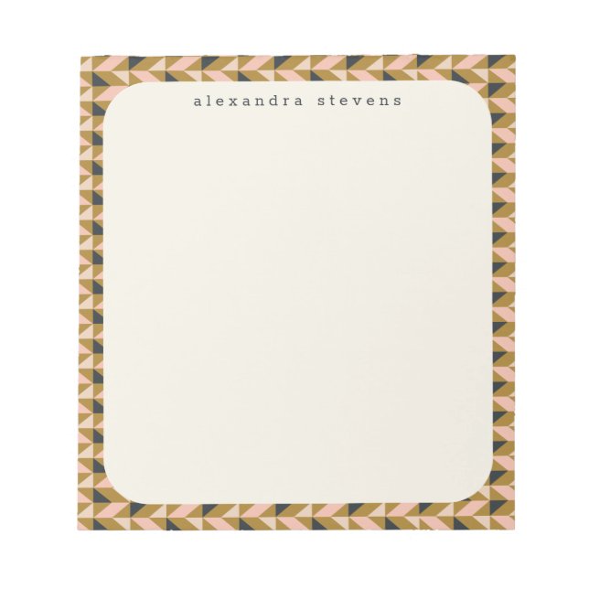 Retro Geometric Shapes Gold Black Personalized  Notepad (Front)