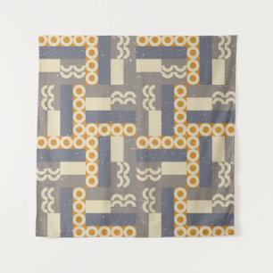 Retro geometric shapes, modern pattern tapestry