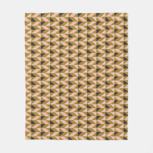 Retro Geometric Shapes Pattern   Gold Blush Black  Fleece Blanket