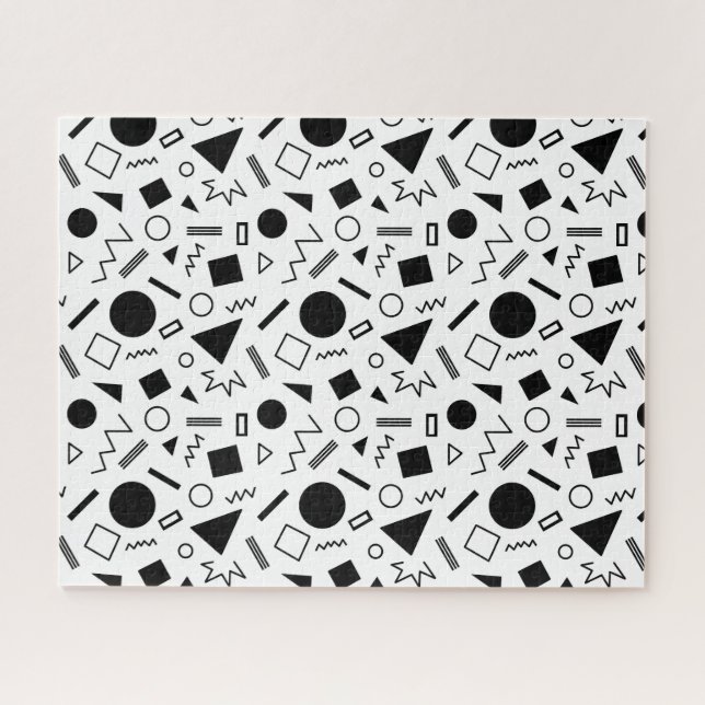 Retro Geometric Shapes Pattern Jigsaw Puzzle (Horizontal)