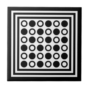 Retro Geometric Square & Dot Pattern Tile
