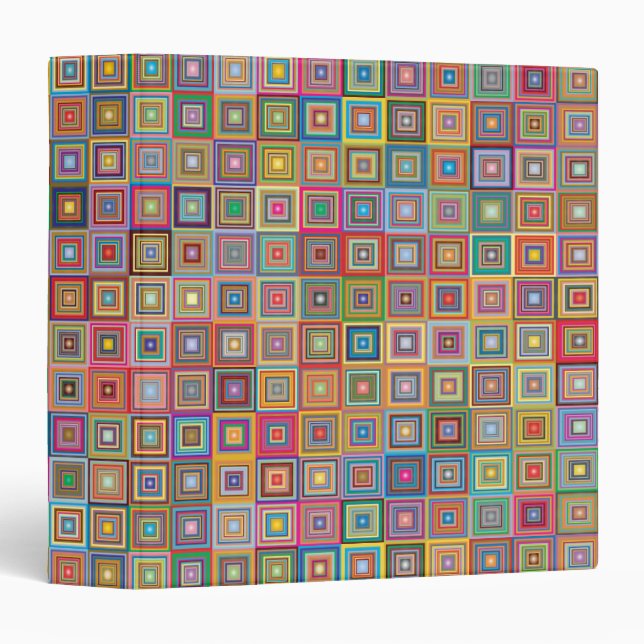 Retro Geometric Square Tile Pattern Binder (Front/Spine)