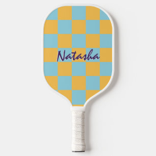 Retro Geometric Squares Bright Chequered Pattern Pickleball Paddle