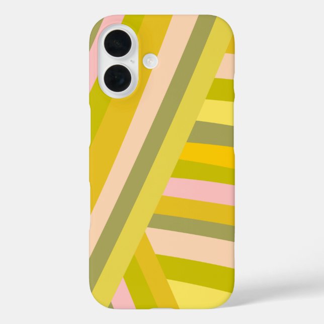 Retro Geometric Striped Summer Lime Green Pink Case-Mate iPhone Case (Back)