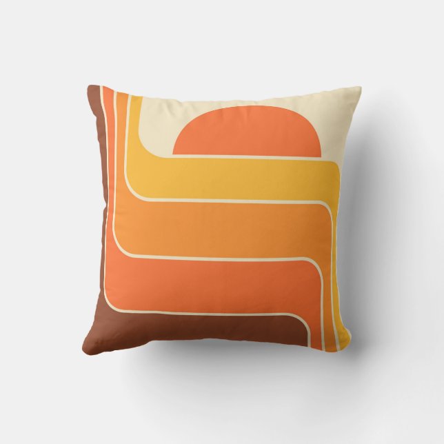Retro Geometric Sun Design Throw Pillow (Back)