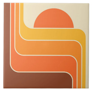 Retro Geometric Sun Design Tile