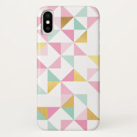 RETRO GEOMETRIC triangle pattern pink mint gold