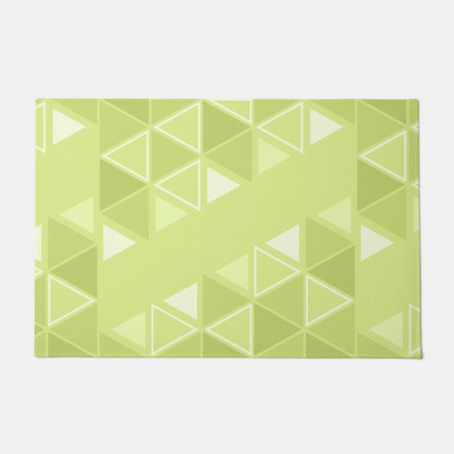 Retro Geometric Triangles Chartreuse Doormat (Front)