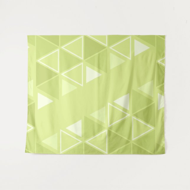 Retro Geometric Triangles Chartreuse Tapestry (Front (Horizontal))