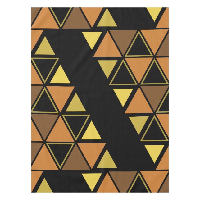 Retro Geometric Triangles Orange Yellow Tablecloth (Front)