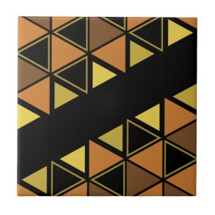 Retro Geometric Triangles Orange Yellow Tile