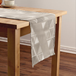 Retro Geometric Triangles Taupe Short Table Runner
