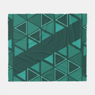 Retro Geometric Triangles Teal Fleece Blanket