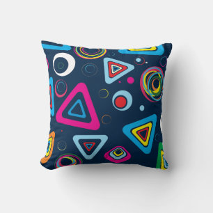 Retro Geometric Vibes Throw Pillow