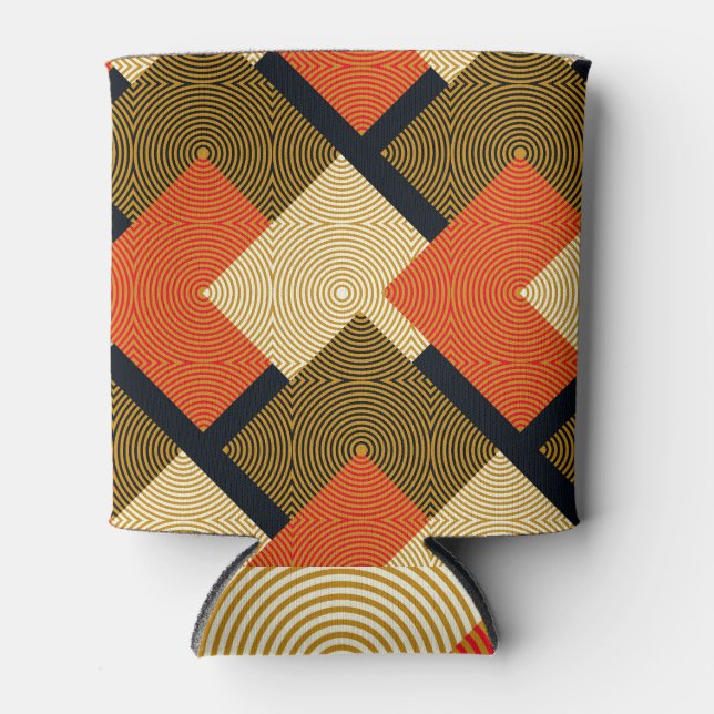 Retro Geometrical Squares: Vintage Pattern. Can Cooler (Front)