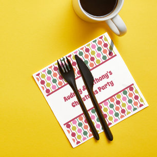 Retro Geometrtic Pattern Custom Message Christmas Napkin