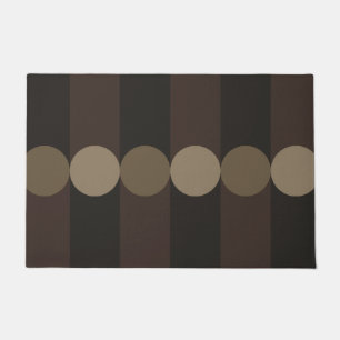 Retro Geometry Stripes Circles Black Gold Doormat