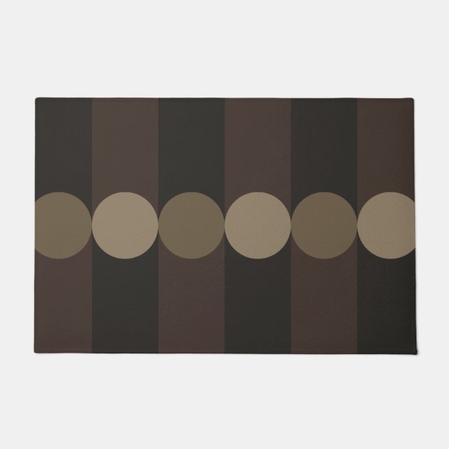 Retro Geometry Stripes Circles Black Gold Doormat (Front)