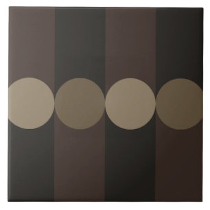Retro Geometry Stripes Circles Black Gold Tile