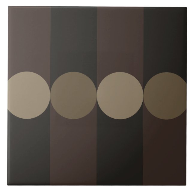 Retro Geometry Stripes Circles Black Gold Tile (Front)