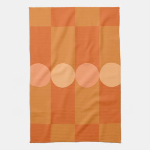 Retro Geometry Stripes Circles Orange Kitchen Towel