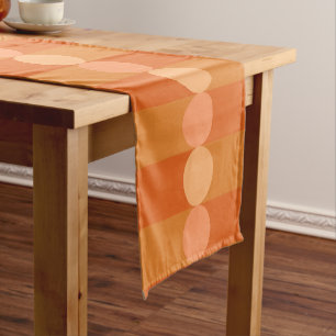 Retro Geometry Stripes Circles Orange Short Table Runner