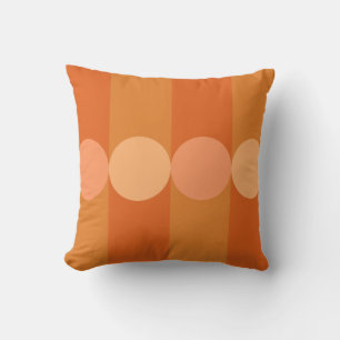 Retro Geometry Stripes Circles Orange Throw Pillow