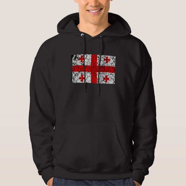 Retro Georgia Flag Country Independence Men Women  Hoodie (Front)