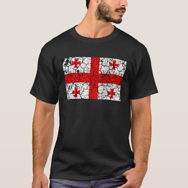 Retro Georgia Flag Country Independence Men Women  T-Shirt (Front)