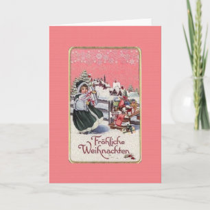 Retro German Fröhliche Weihnachten Christmas Card