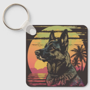 Retro German Shepherd Keychain 