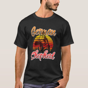 Retro German Shepherd Sunset Shepherd Dog Dad Dog T-Shirt