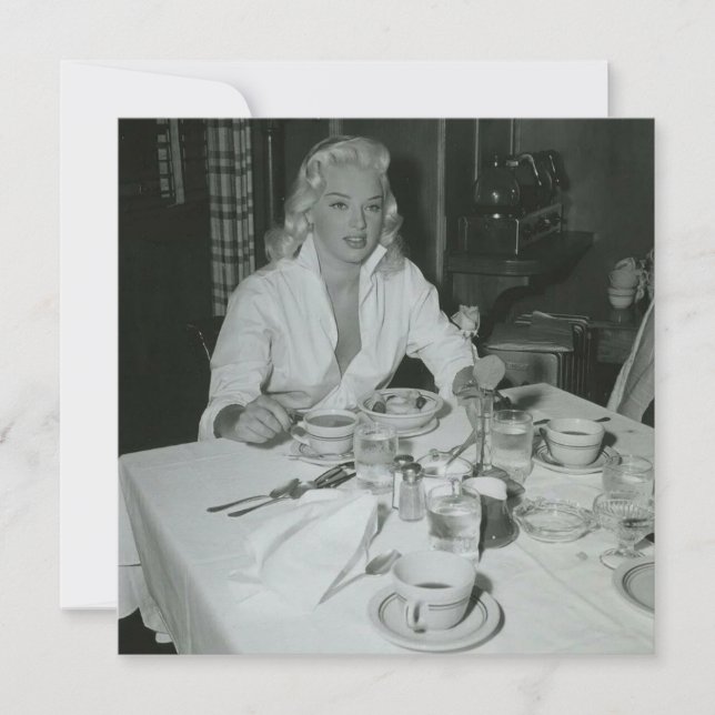 Retro "Getting Some Breakfast" Note Card (Front)