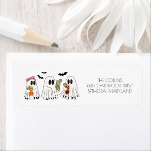Retro Ghost and Cocktails Halloween Return Address